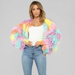 Hot and Delicious Rainbow Shaggy Cardigan NWT